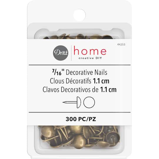 Dritz&#xAE; Home 7/16&#x22; Antique Brass Smooth Decorative Nails, 300ct.